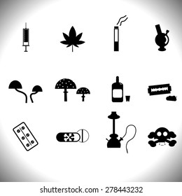 Vector drinks and drugs icons