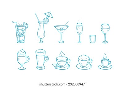 Vector Drinks hand drawn doodle icons