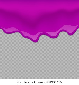 Vector drip purple jam. Paint vetor splash and splatter like currant syrup or sauce on transparent Background.