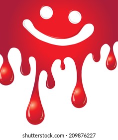 Vector of Dripping blood with smiley face cartoon for background