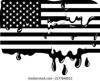 Vector Of The Dripping Distressed Usa Flag - Cartoon USA Flag