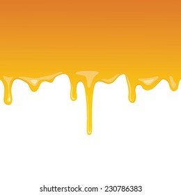 Vector dripping honey on a white background. Illustration for design with space for text