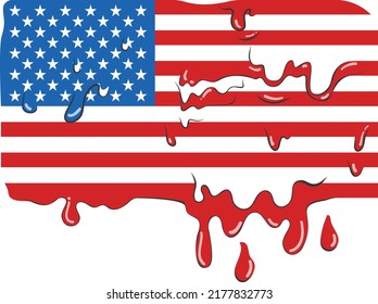 Vector Of The Dripping Usa Flag - Cartoon USA Flag