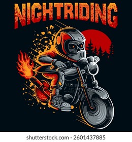 vector driving at night with forest background