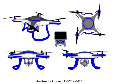 Vector Drone 3d blue