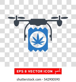 Vector Drone Drugs Delivery EPS vector icon. Illustration style is flat iconic bicolor smooth blue symbol on a transparent background.