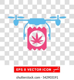 Vector Drone Drugs Delivery EPS vector pictogram. Illustration style is flat iconic bicolor pink and blue symbol on a transparent background.