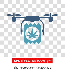 Vector Drone Drugs Delivery EPS vector icon. Illustration style is flat iconic bicolor cyan and blue symbol on a transparent background.