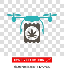 Vector Drone Drugs Delivery EPS vector icon. Illustration style is flat iconic bicolor grey and cyan symbol on a transparent background.