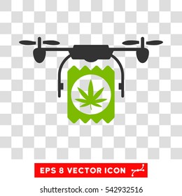 Vector Drone Drugs Delivery EPS vector pictogram. Illustration style is flat iconic bicolor eco green and gray symbol on a transparent background.