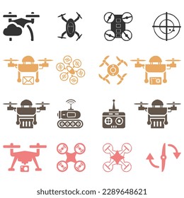 vector drone elements monochrome set