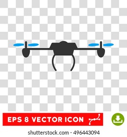 Vector Drone EPS vector pictogram. Illustration style is flat iconic bicolor blue and gray symbol on a transparent background.