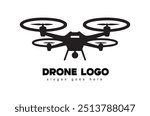 Vector drone icon black design. Drone logo.