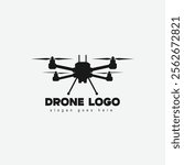 Vector drone icon black design. Drone logo.