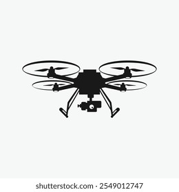 Vector drone icon black design. Drone logo.