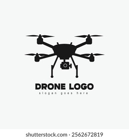 Vector drone icon black design. Drone logo.