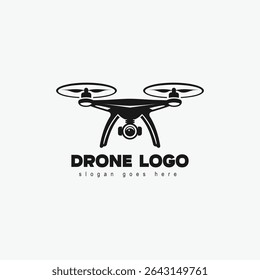 Vector drone icono diseño negro. Logotipo del dron.