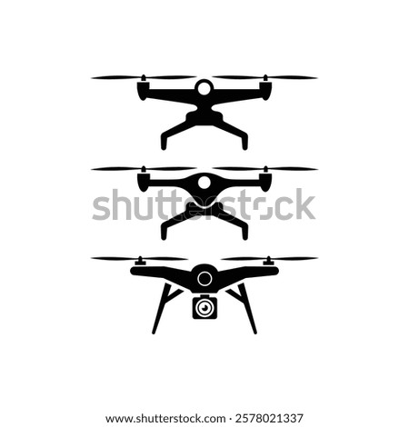 Vector drone icon black design template, Drone quadrocopter set
