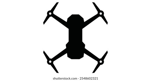 Ícone de drone vetorial em preto e branco.