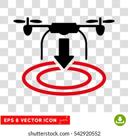 Vector Drone Landing EPS vector icon. Illustration style is flat iconic bicolor intensive red and black symbol on a transparent background.
