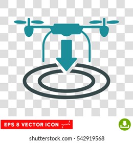 Vector Drone Landing EPS vector pictograph. Illustration style is flat iconic bicolor soft blue symbol on a transparent background.