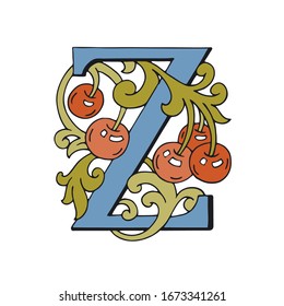 Vector drop cap. English letter Z with Russian ornament. For a fabulous design. Capital letter. Making books with fairy tales.