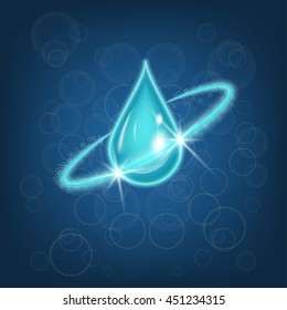 Vector drop of clear water background.