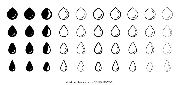 Vector drop liquid icons set.