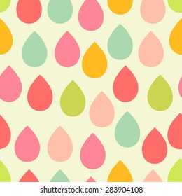 Vector drop seamless pattern. Rainbow colors.
