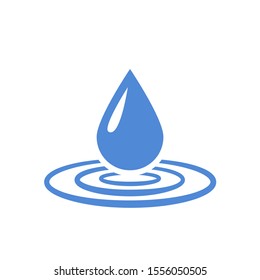 Vector drop  water  blue icon with splash isolated   on a white  background.Blood donation concept