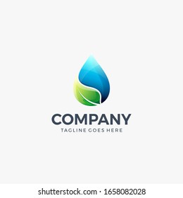 vector drop water leaves icon logo design template