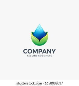 plantilla de diseño del logotipo de las hojas de agua de descarga vectorial