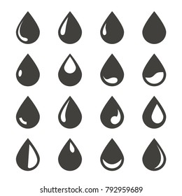 vector droplet icons set on white background