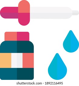 Vektor-Tröpfchen, Tröpfchen mit Medizin. Dropper-Symbol auf weißem Hintergrund.