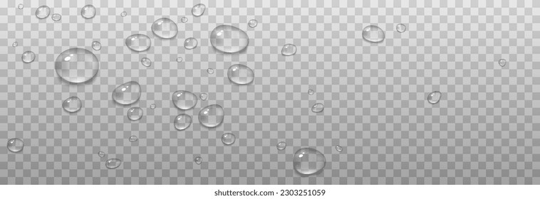 Vector drops of water. Drops png. Drops on the surface, on the glass png. Drops after rain. Condensation on the surface, on the glass.