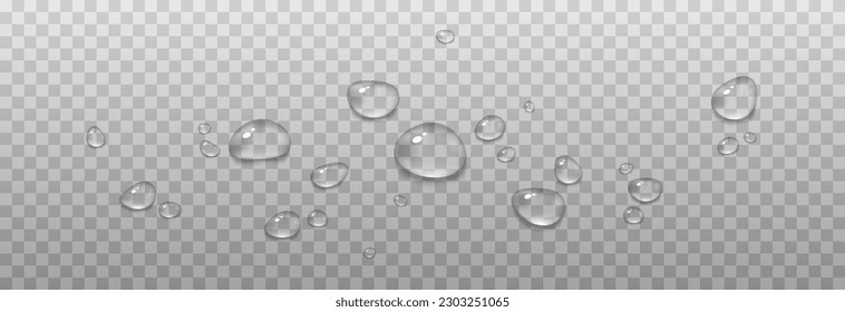 Vector drops of water. Drops png. Drops on the surface, on the glass png. Drops after rain. Condensation on the surface, on the glass.