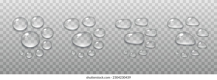 Vector drops of water. Drops png. Drops on the surface, on the glass png. Drops after rain. Condensation on the surface, on the glass.