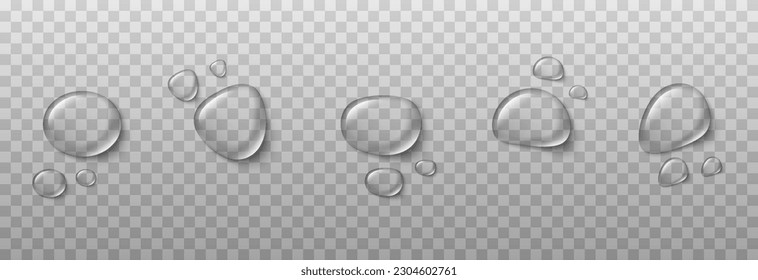 Vector drops of water. Drops png. Drops on the surface, on the glass png. Drops after rain. Condensation on the surface, on the glass.