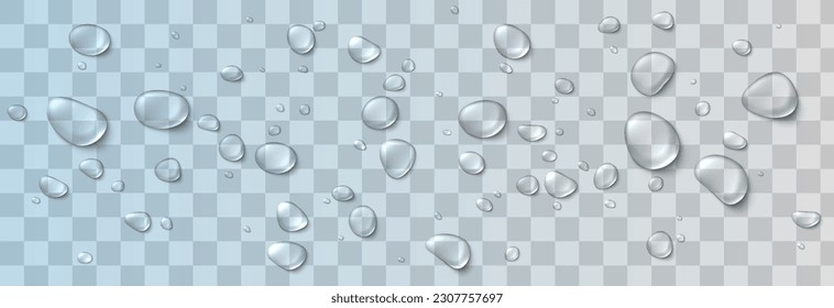 Vector drops of water. Drops png. Drops on the surface, on the glass png. Drops after rain. Condensation on the surface, on the glass.