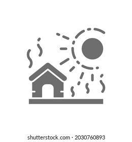 Vector drought, natural disaster, catastrophe grey icon.