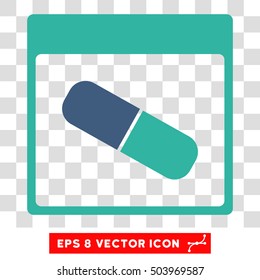 Vector Drugs Capsule Calendar Page EPS vector icon. Illustration style is flat iconic bicolor cobalt and cyan symbol on a transparent background.