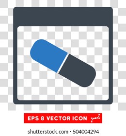 Vector Drugs Capsule Calendar Page EPS vector icon. Illustration style is flat iconic bicolor smooth blue symbol on a transparent background.
