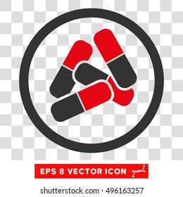 Vector Drugs EPS vector icon. Illustration style is flat iconic bicolor intensive red and gray symbol on a transparent background.