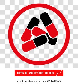 Vector Drugs EPS vector icon. Illustration style is flat iconic bicolor black and intensive red symbol on a transparent background.