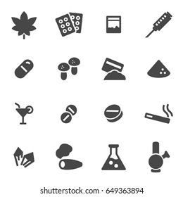 Vector drugs icons set on white background