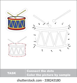 Vector Drum to be traced by numbers. Dot to dot game. Connect dots for numbers.