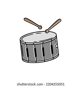 Vector drum design with sticks on white background