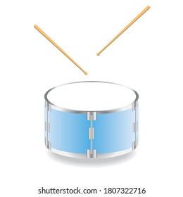 Vektortrommel und Trommelstifte auf weißem Hintergrund, Vektorgrafik