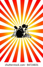 Vector Drum set with color sunburst rays