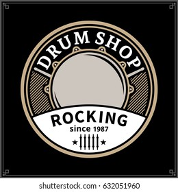 Vector drum shop logo